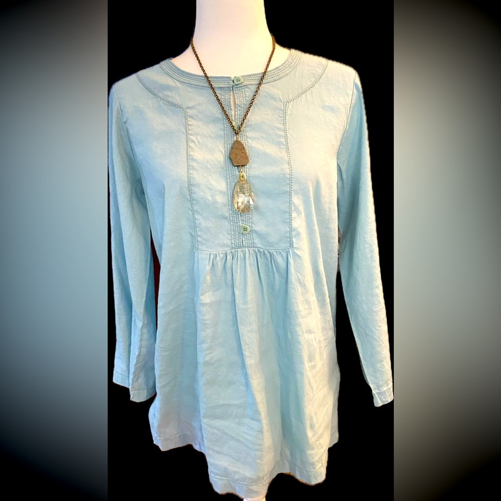 Eileen Fisher Linen Light Blue Women's Tunic Top